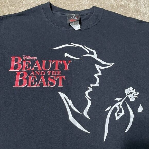Disneys Beauty And The Beast Mens Black T Shirt Size Small Gilman Vintage - Picture 2 of 7